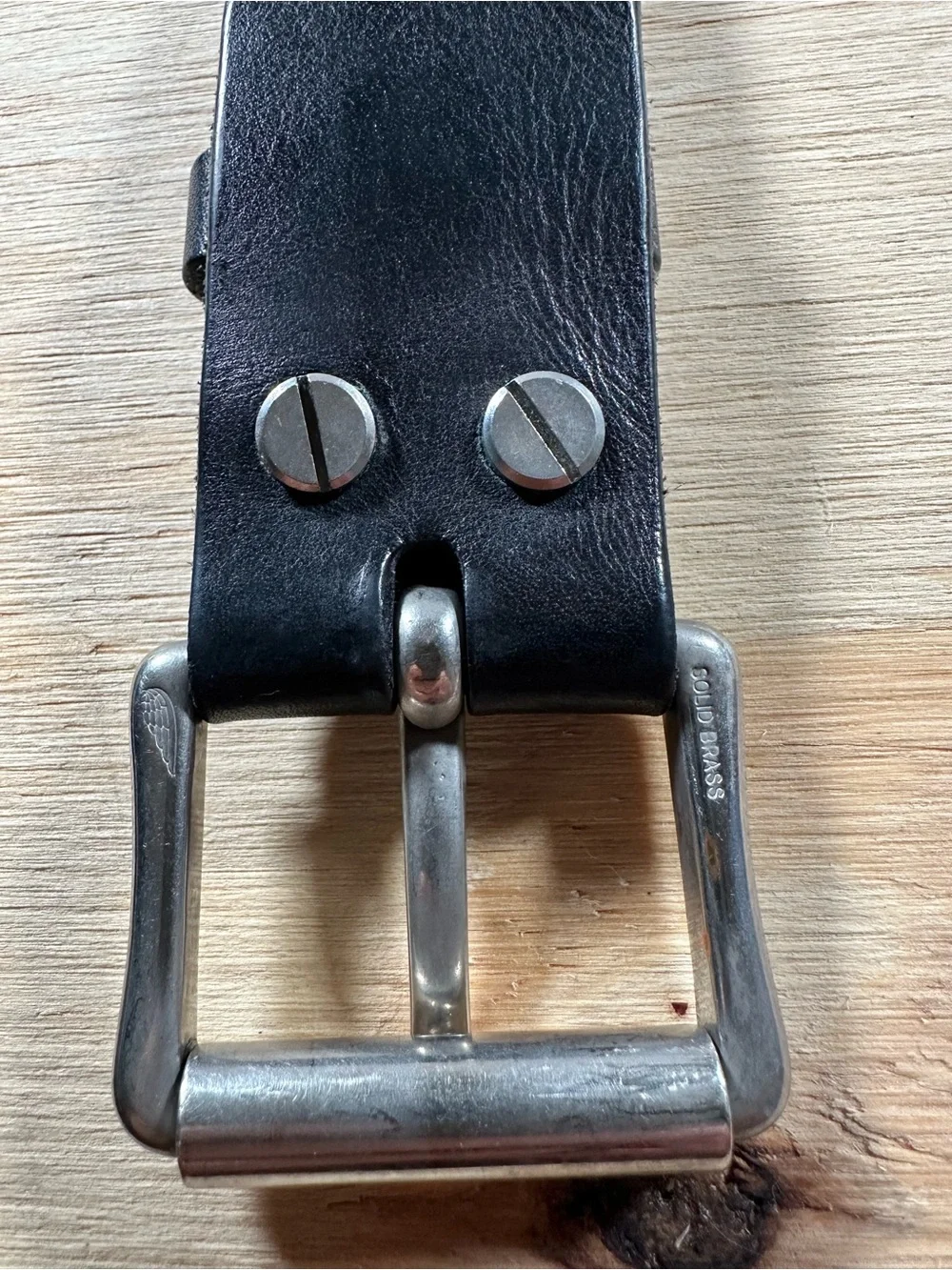 Red Wing Heritage Black Leather Belt Size 38 Solid Brass Buckle USA